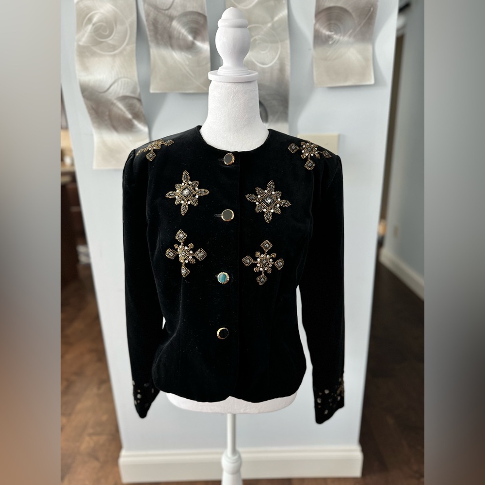 Suzanne Cole Australia size 14 vintage black jacket velvet